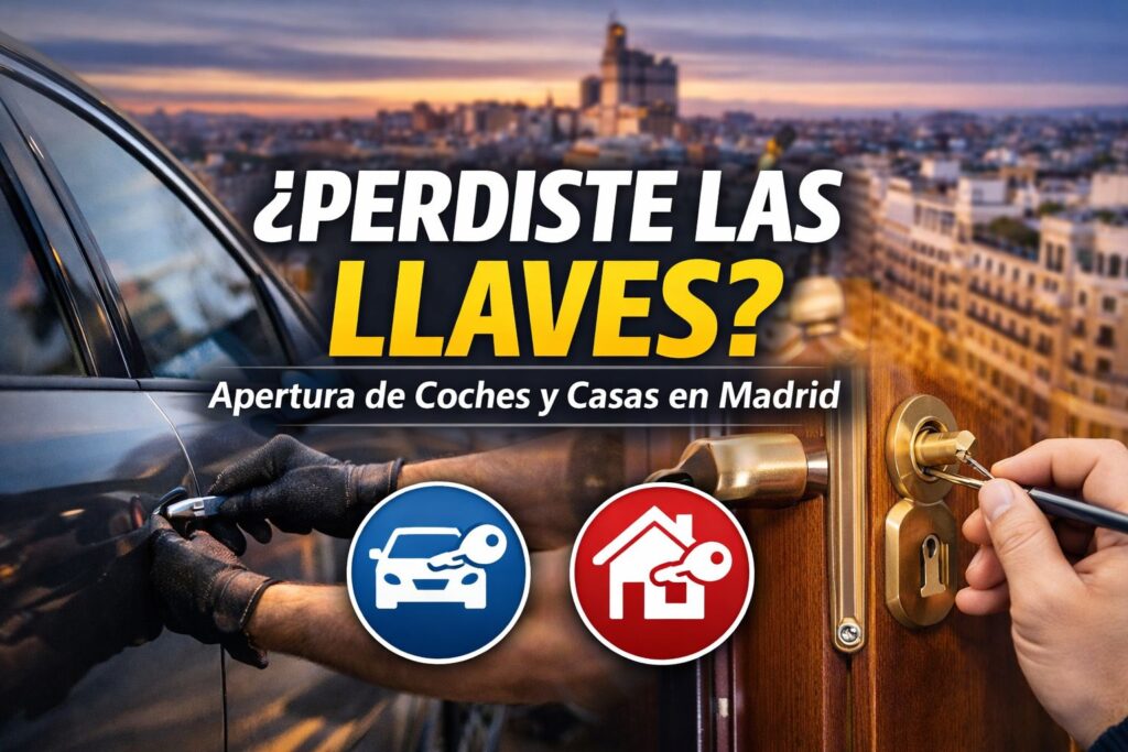 Apertura de coches y casas en Madrid por pérdida de llaves, servicio urgente de cerrajería 24 horas